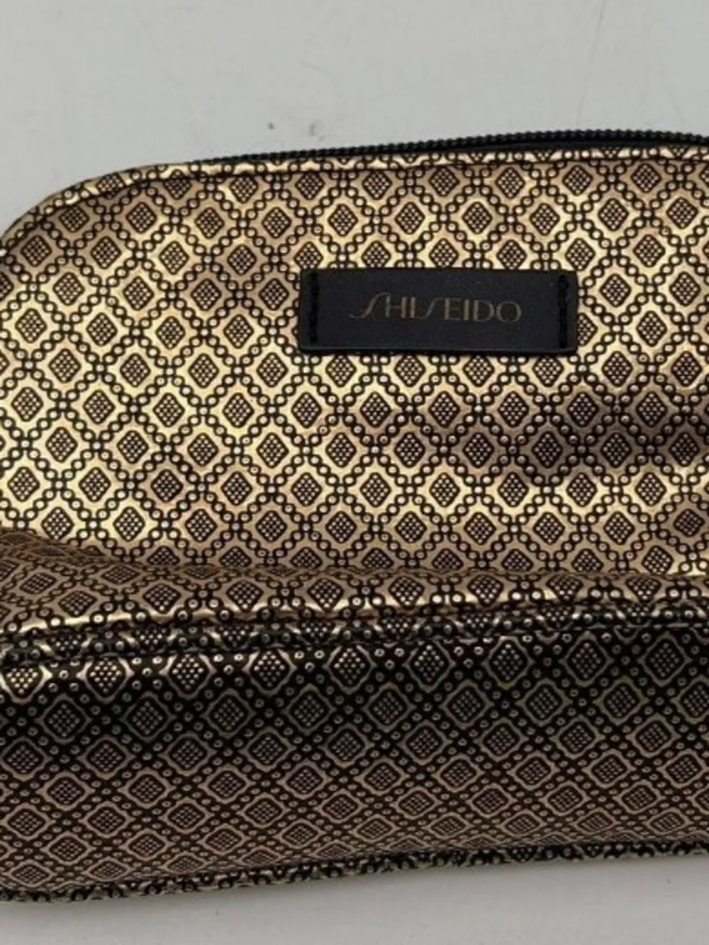 Shiseido Metallic Gold and Black Geometric Cosmetic Pouch